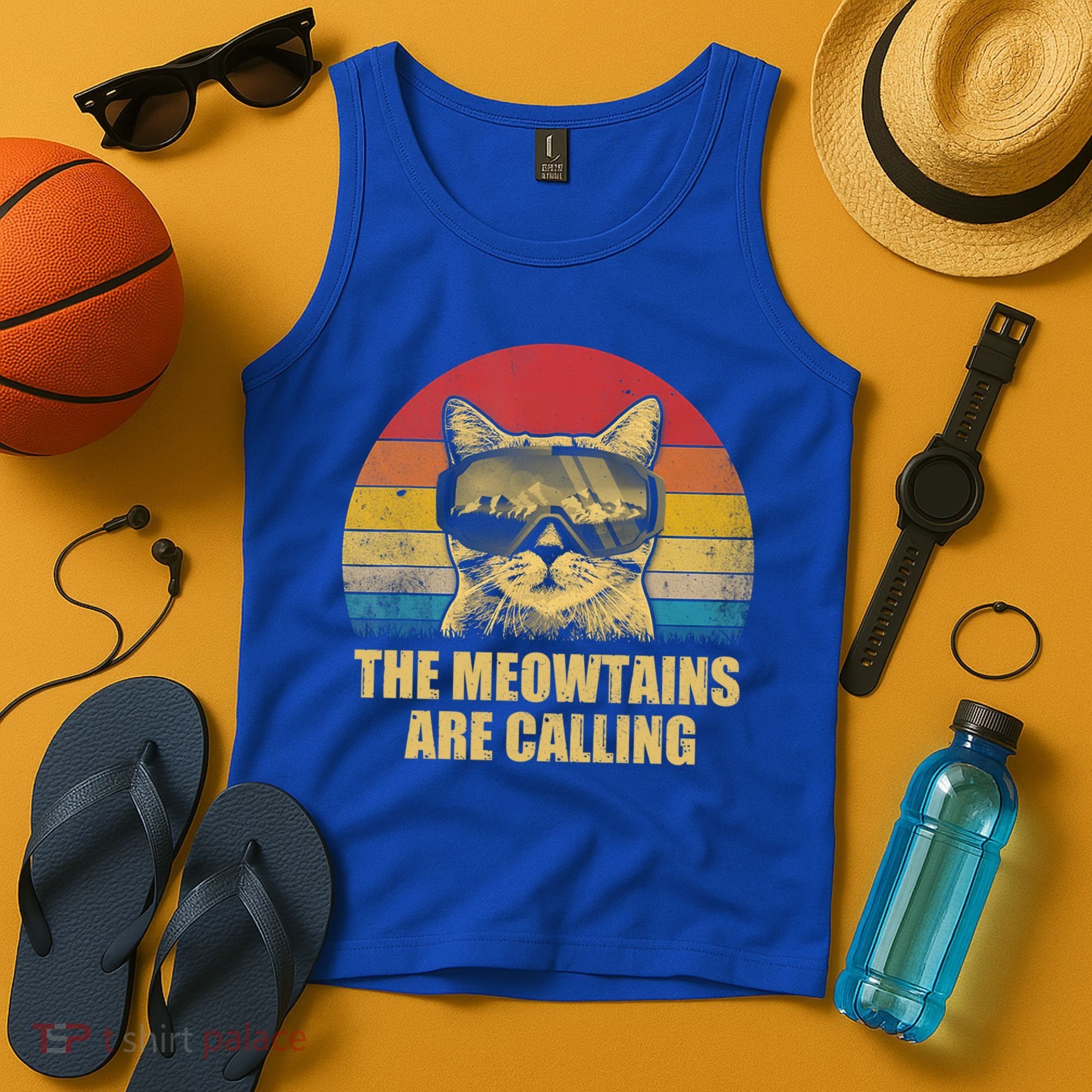The Meowtains Are Calling Funny Cat Ski Snowboard Goggles Gift Tank Top