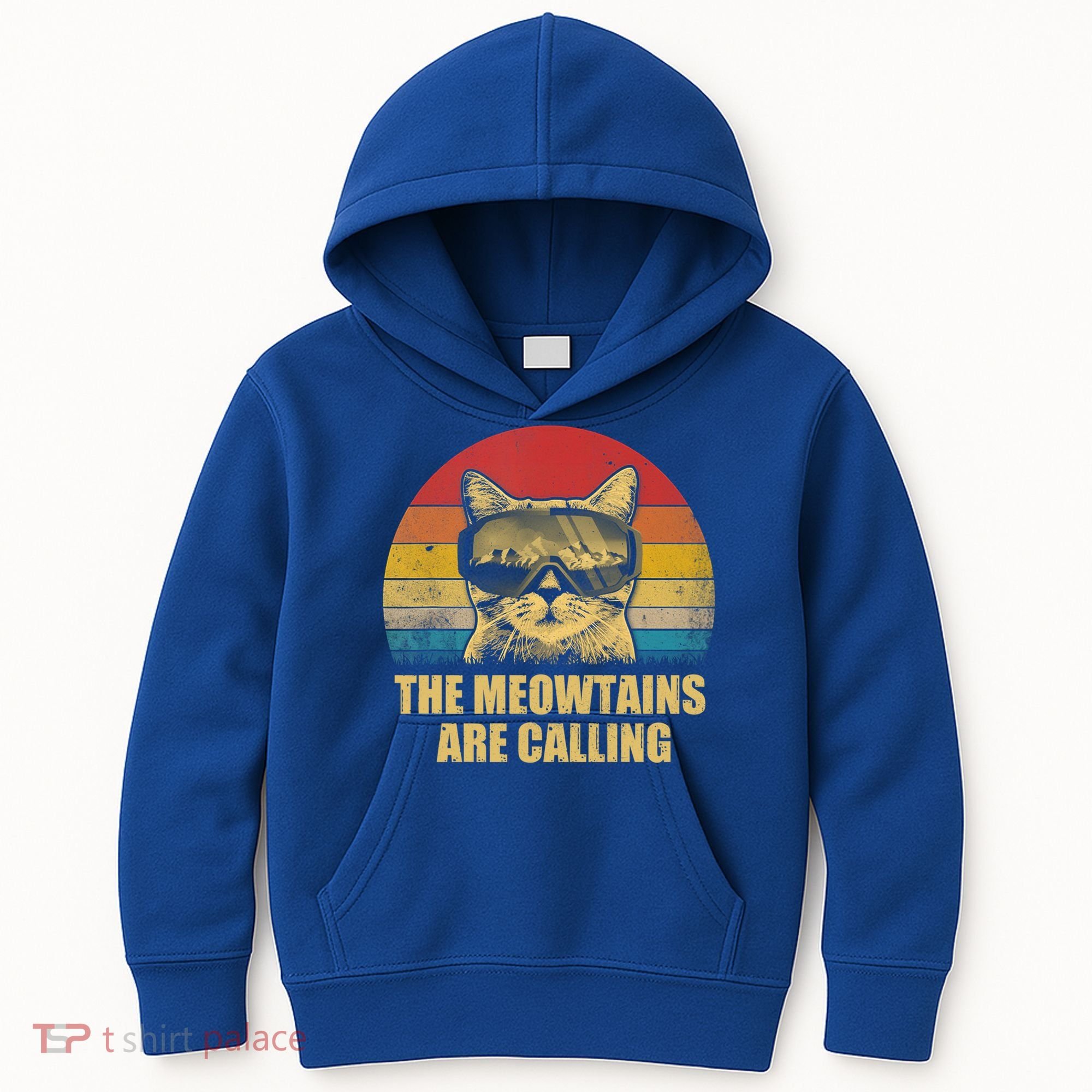 The Meowtains Are Calling Funny Cat Ski Snowboard Goggles Gift Kids Hoodie