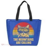 The Meowtains Are Calling Funny Cat Ski Snowboard Goggles Gift Tote Bag thumb 0