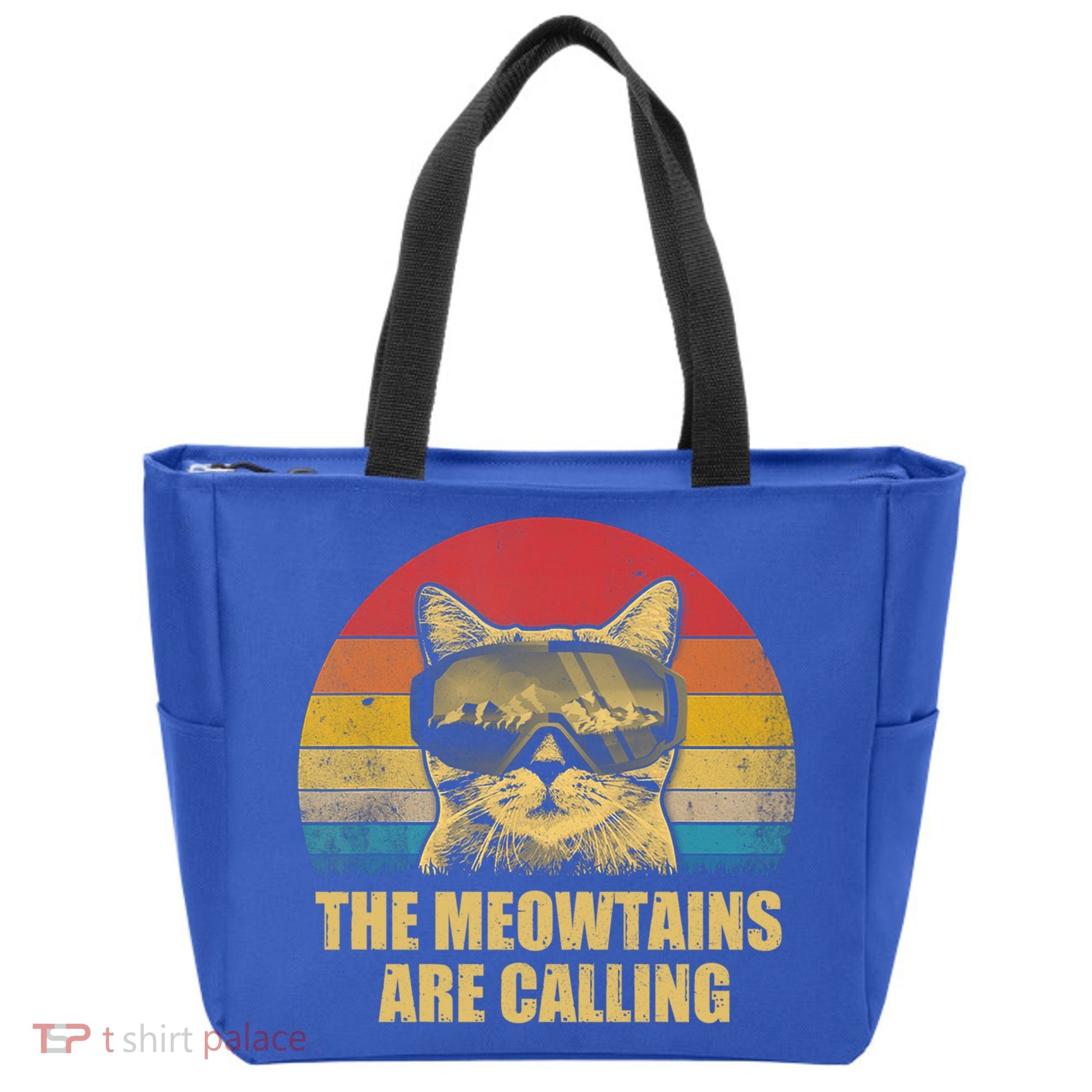 The Meowtains Are Calling Funny Cat Ski Snowboard Goggles Gift Tote Bag