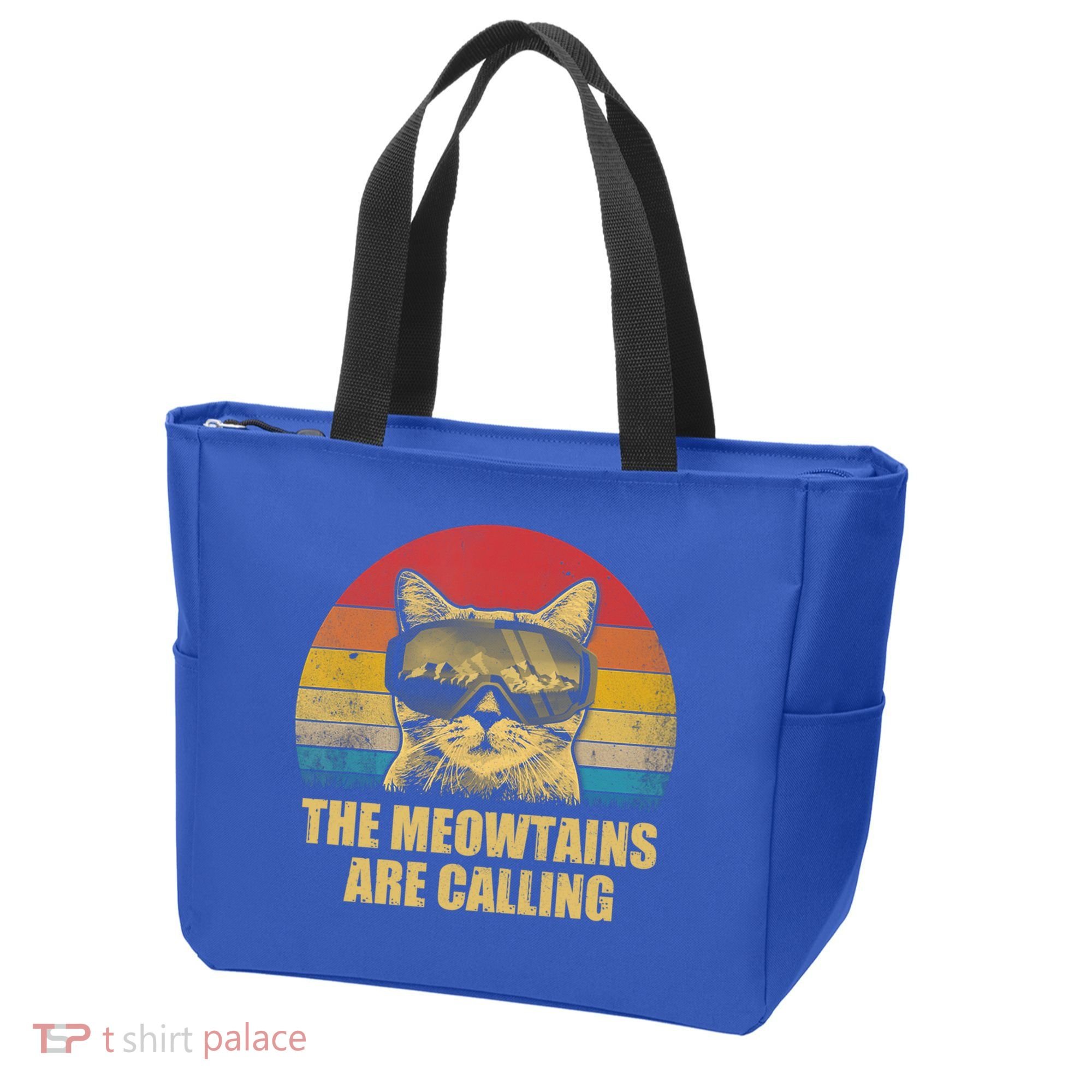 The Meowtains Are Calling Funny Cat Ski Snowboard Goggles Gift Tote Bag