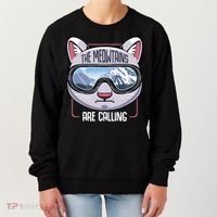 The Meowtains Are Calling Ski Snowboard Skiing Snowboarding Gift Women's Sweatshirt thumb 0