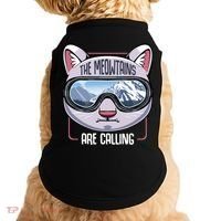 The Meowtains Are Calling Ski Snowboard Skiing Snowboarding Gift Doggie Tank thumb 0