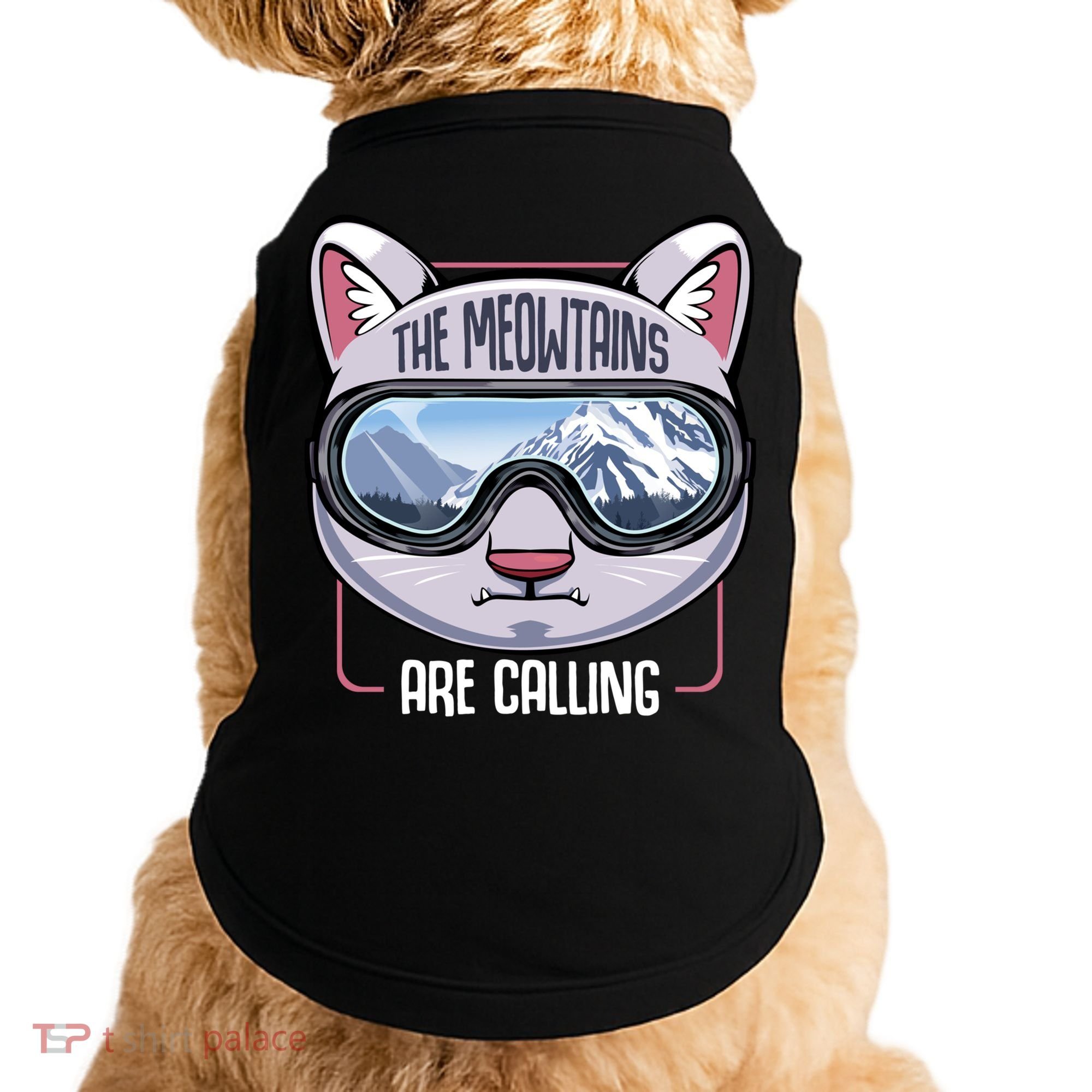 The Meowtains Are Calling Ski Snowboard Skiing Snowboarding Gift Doggie Tank