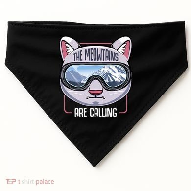 The Meowtains Are Calling Ski Snowboard Skiing Snowboarding Gift USA-Made Doggie Bandana