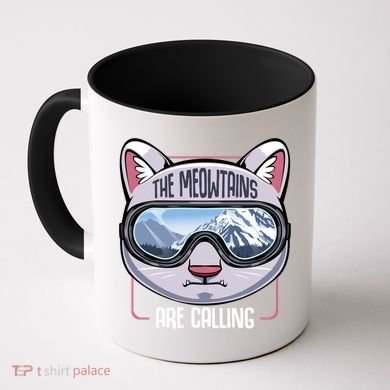 The Meowtains Are Calling Ski Snowboard Skiing Snowboarding Gift Coffee Mug