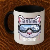 The Meowtains Are Calling Ski Snowboard Skiing Snowboarding Gift Coffee Mug thumb 2