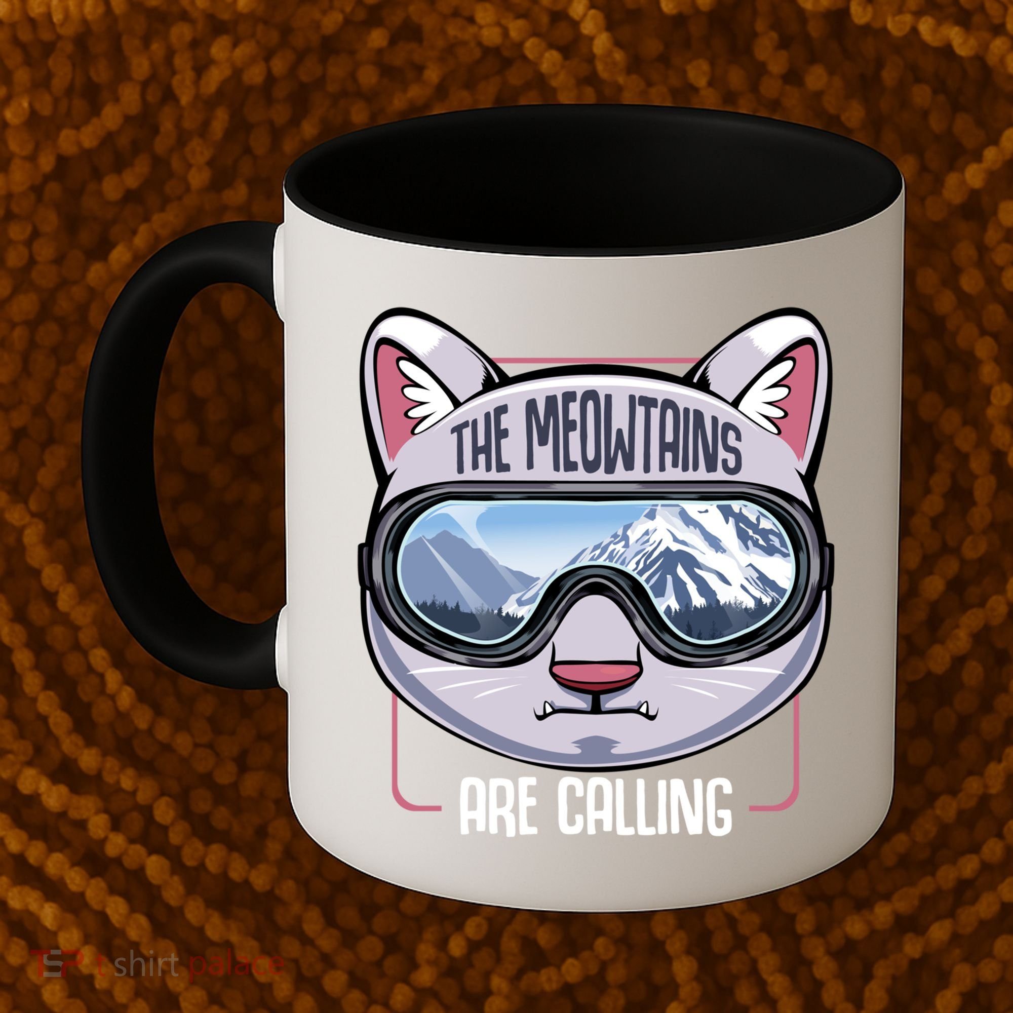The Meowtains Are Calling Ski Snowboard Skiing Snowboarding Gift Coffee Mug