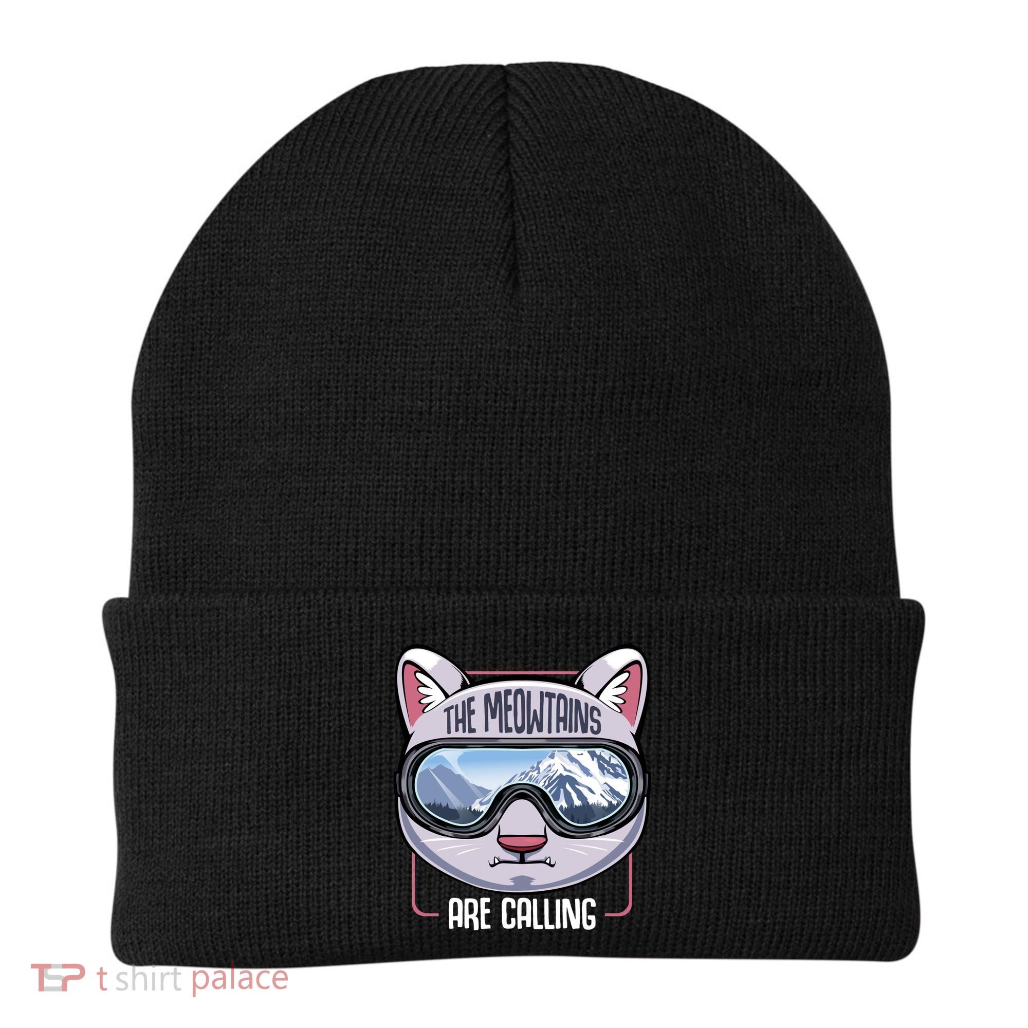 The Meowtains Are Calling Ski Snowboard Skiing Snowboarding Gift Beanie
