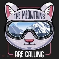 The Meowtains Are Calling Ski Snowboard Skiing Snowboarding Gift Hat thumb 2
