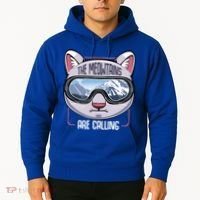 The Meowtains Are Calling Ski Snowboard Skiing Snowboarding Gift Hoodie thumb 2