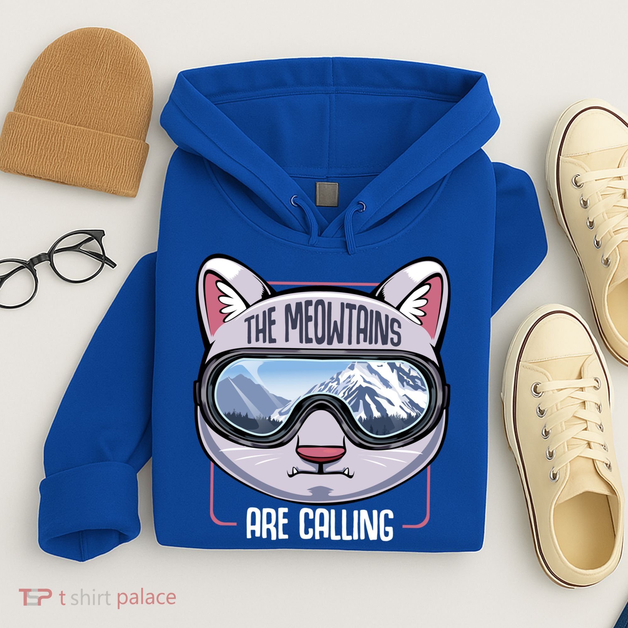 The Meowtains Are Calling Ski Snowboard Skiing Snowboarding Gift Hoodie