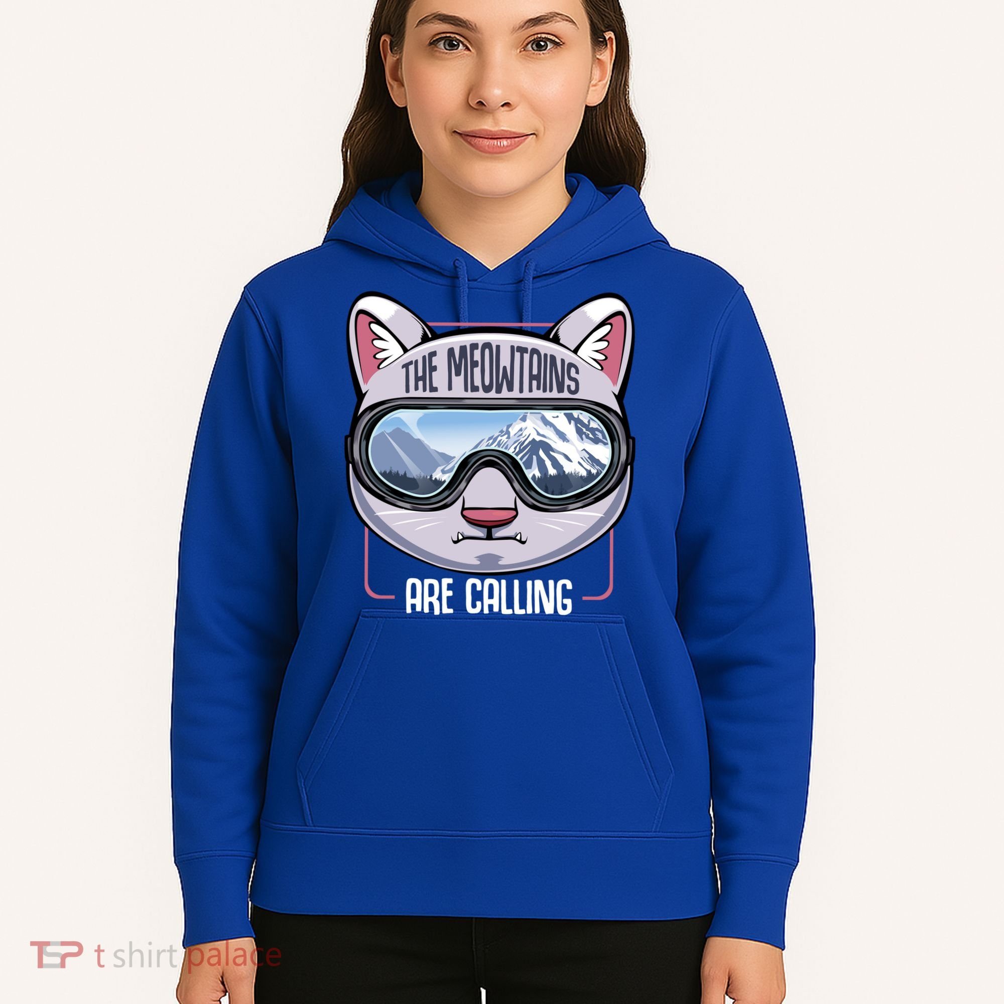 The Meowtains Are Calling Ski Snowboard Skiing Snowboarding Gift Hoodie