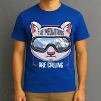 The Meowtains Are Calling Ski Snowboard Skiing Snowboarding Gift T-Shirt thumb 3