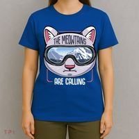 The Meowtains Are Calling Ski Snowboard Skiing Snowboarding Gift T-Shirt thumb 4