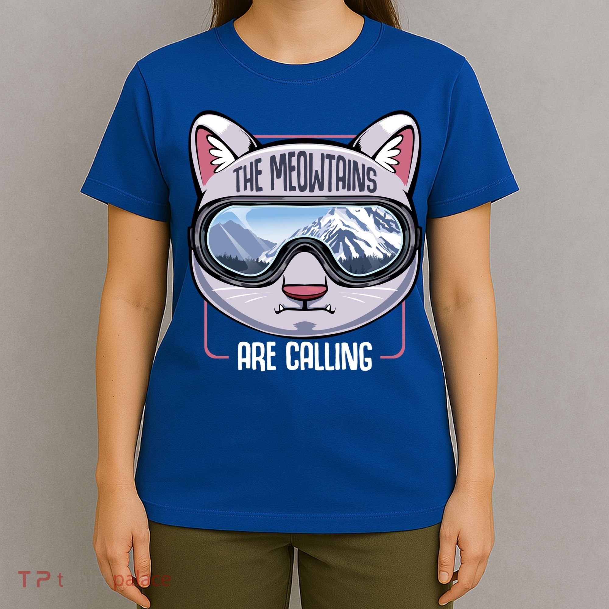 The Meowtains Are Calling Ski Snowboard Skiing Snowboarding Gift T-Shirt