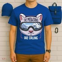 The Meowtains Are Calling Ski Snowboard Skiing Snowboarding Gift T-Shirt thumb 6