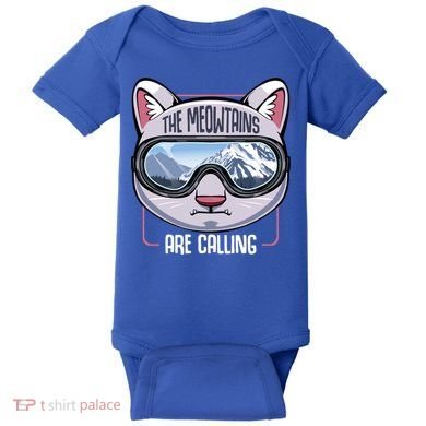 The Meowtains Are Calling Ski Snowboard Skiing Snowboarding Gift Baby Bodysuit