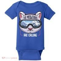 The Meowtains Are Calling Ski Snowboard Skiing Snowboarding Gift Baby Bodysuit thumb 0