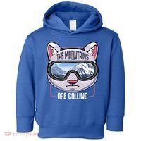 The Meowtains Are Calling Ski Snowboard Skiing Snowboarding Gift Toddler Hoodie thumb 0