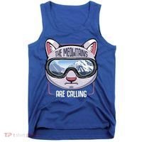 The Meowtains Are Calling Ski Snowboard Skiing Snowboarding Gift Tank Top thumb 0