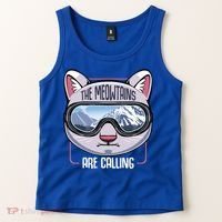 The Meowtains Are Calling Ski Snowboard Skiing Snowboarding Gift Tank Top thumb 2