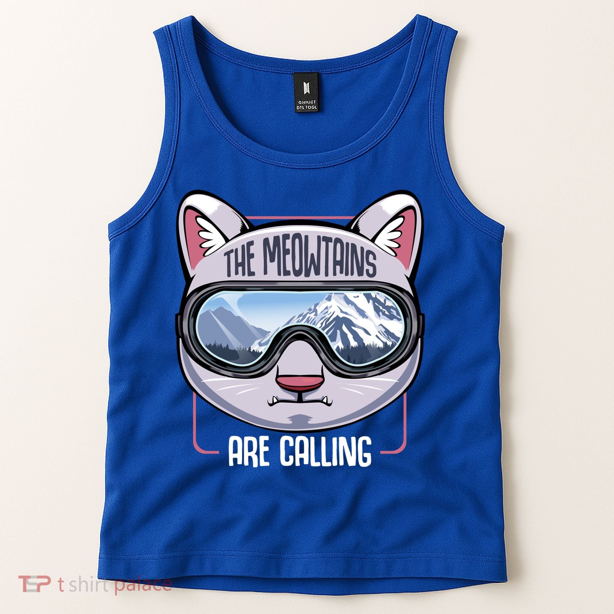The Meowtains Are Calling Ski Snowboard Skiing Snowboarding Gift Tank Top