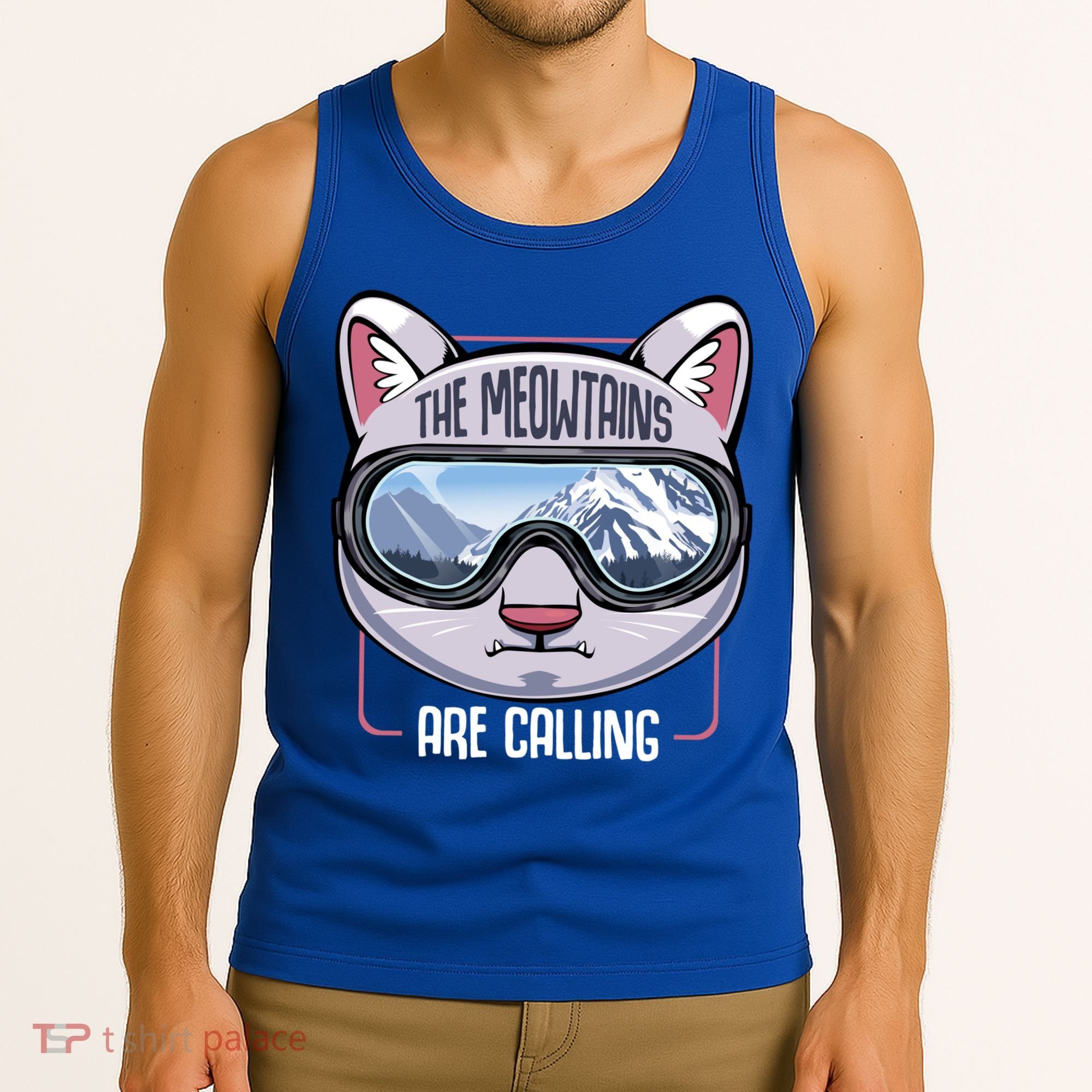 The Meowtains Are Calling Ski Snowboard Skiing Snowboarding Gift Tank Top