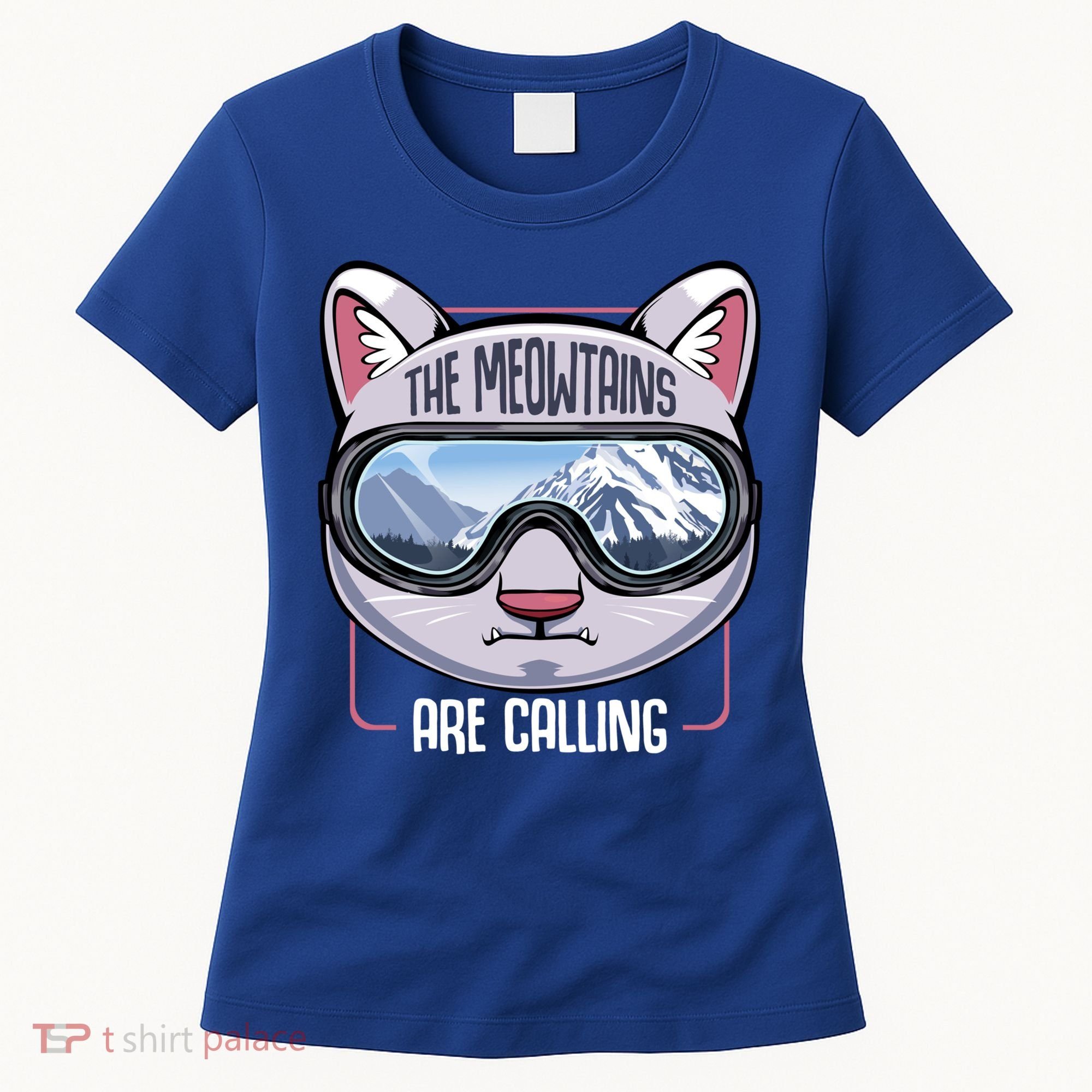 The Meowtains Are Calling Ski Snowboard Skiing Snowboarding Gift Women's T-Shirt