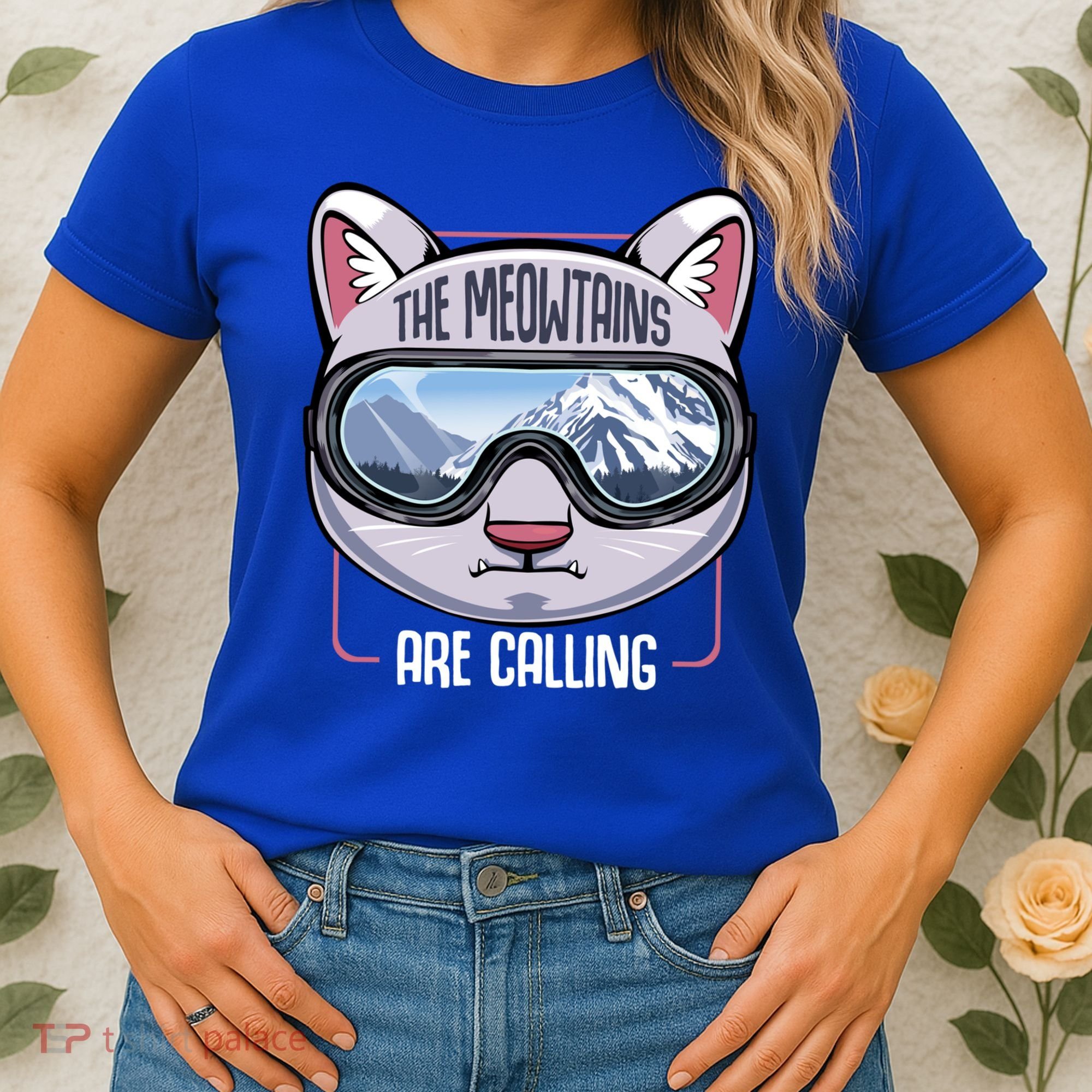 The Meowtains Are Calling Ski Snowboard Skiing Snowboarding Gift Women's T-Shirt