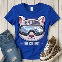 The Meowtains Are Calling Ski Snowboard Skiing Snowboarding Gift Women's T-Shirt thumb 3