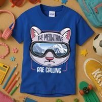 The Meowtains Are Calling Ski Snowboard Skiing Snowboarding Gift Kids T-Shirt thumb 3