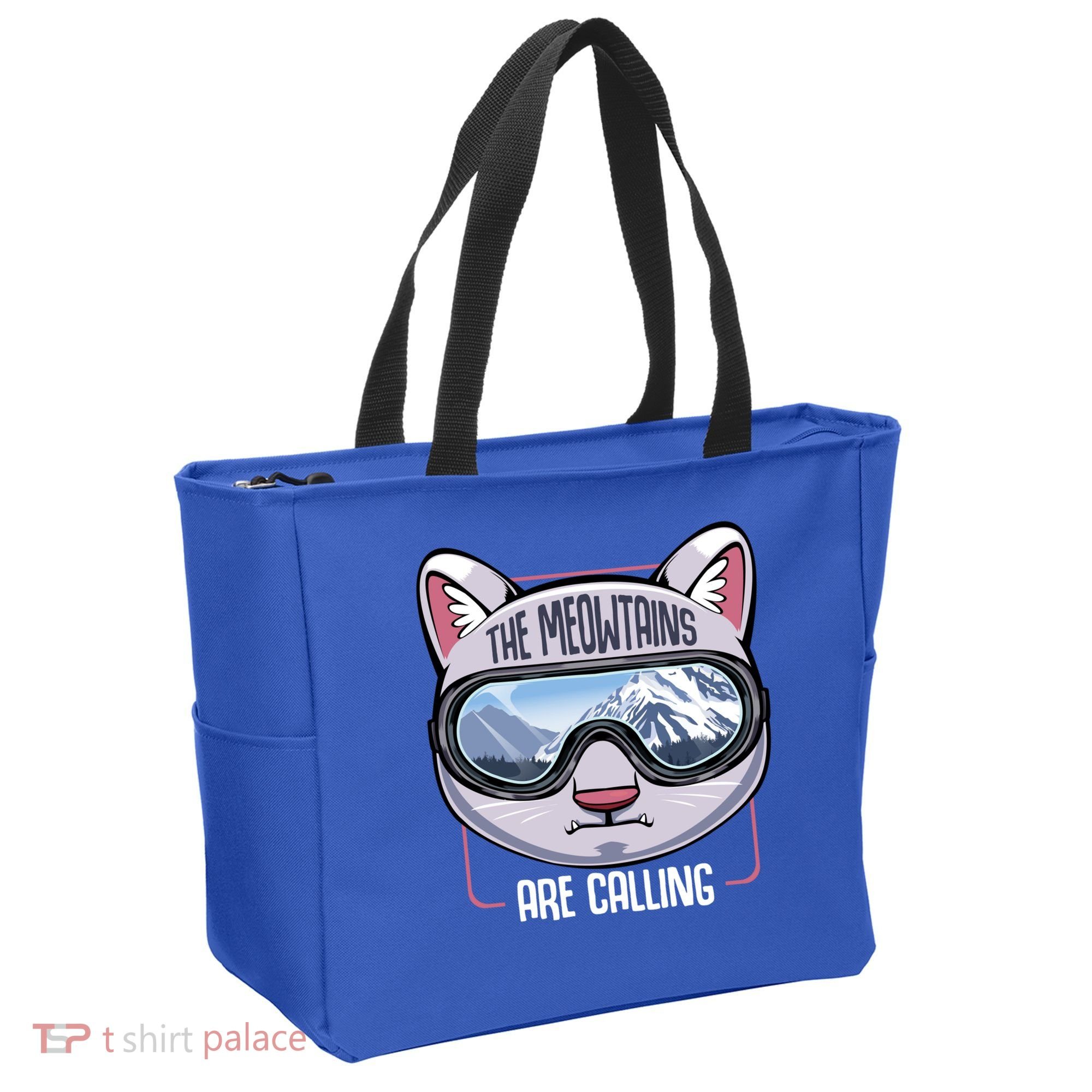 The Meowtains Are Calling Ski Snowboard Skiing Snowboarding Gift Tote Bag