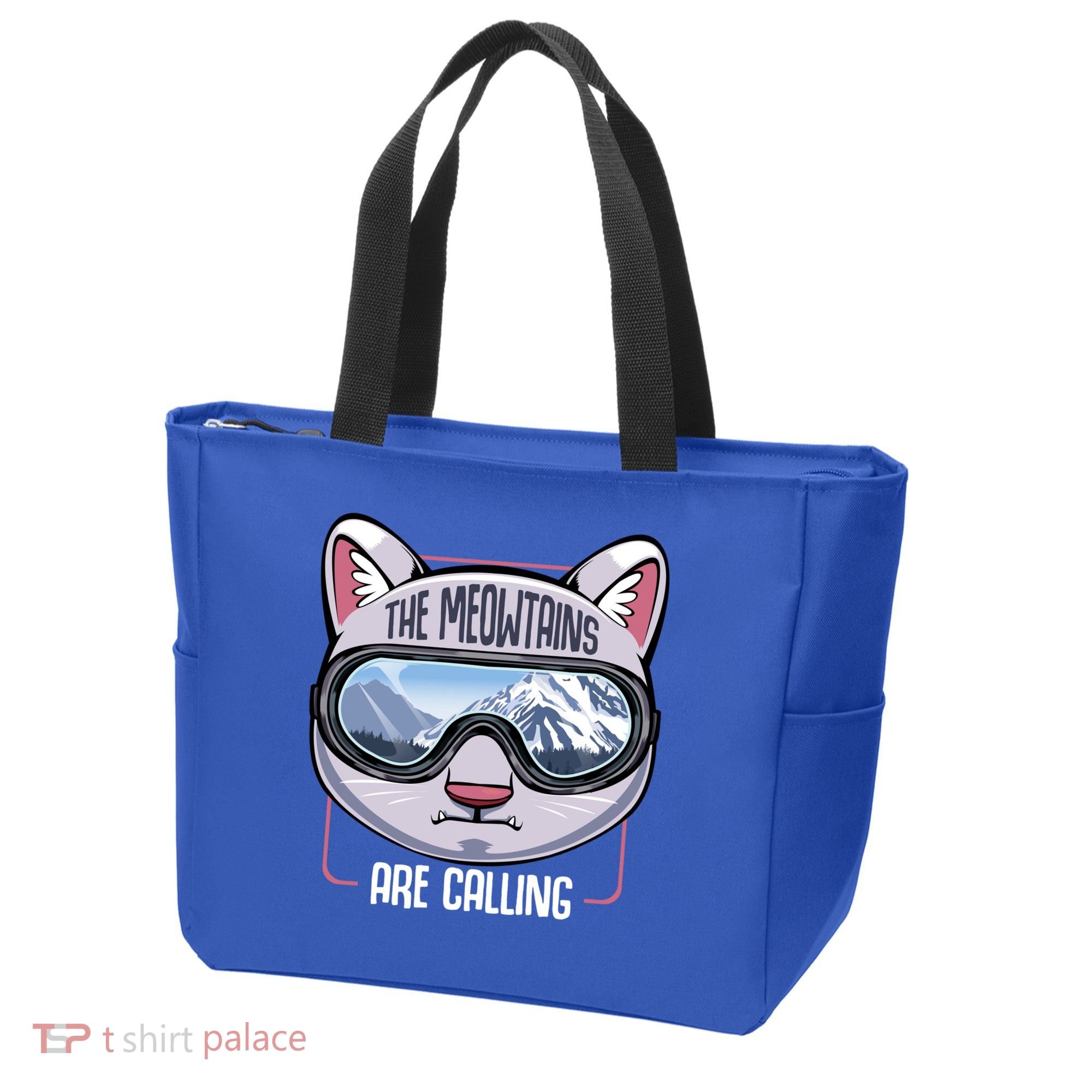 The Meowtains Are Calling Ski Snowboard Skiing Snowboarding Gift Tote Bag