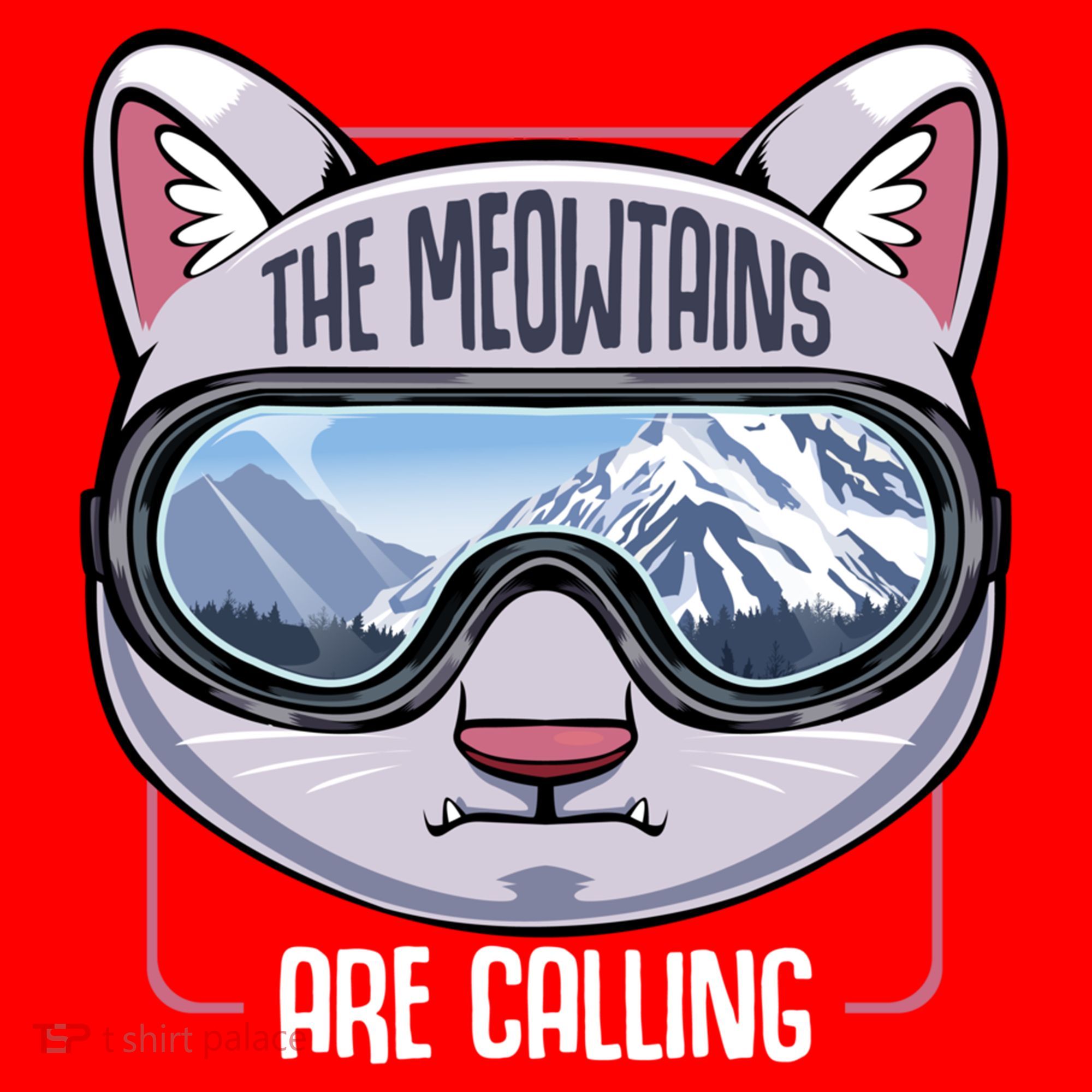 The Meowtains Are Calling Ski Snowboard Skiing Snowboarding Gift Santa Hat