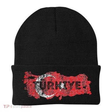 Turkish Map And Flag Souvenir Distressed Turkiye Beanie