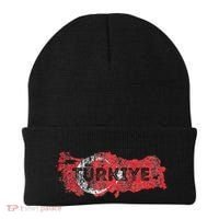 Turkish Map And Flag Souvenir Distressed Turkiye Beanie thumb 0