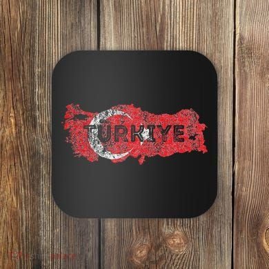 Turkish Map And Flag Souvenir Distressed Turkiye Coaster