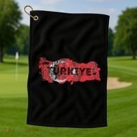 Turkish Map And Flag Souvenir Distressed Turkiye Golf Towel thumb 1