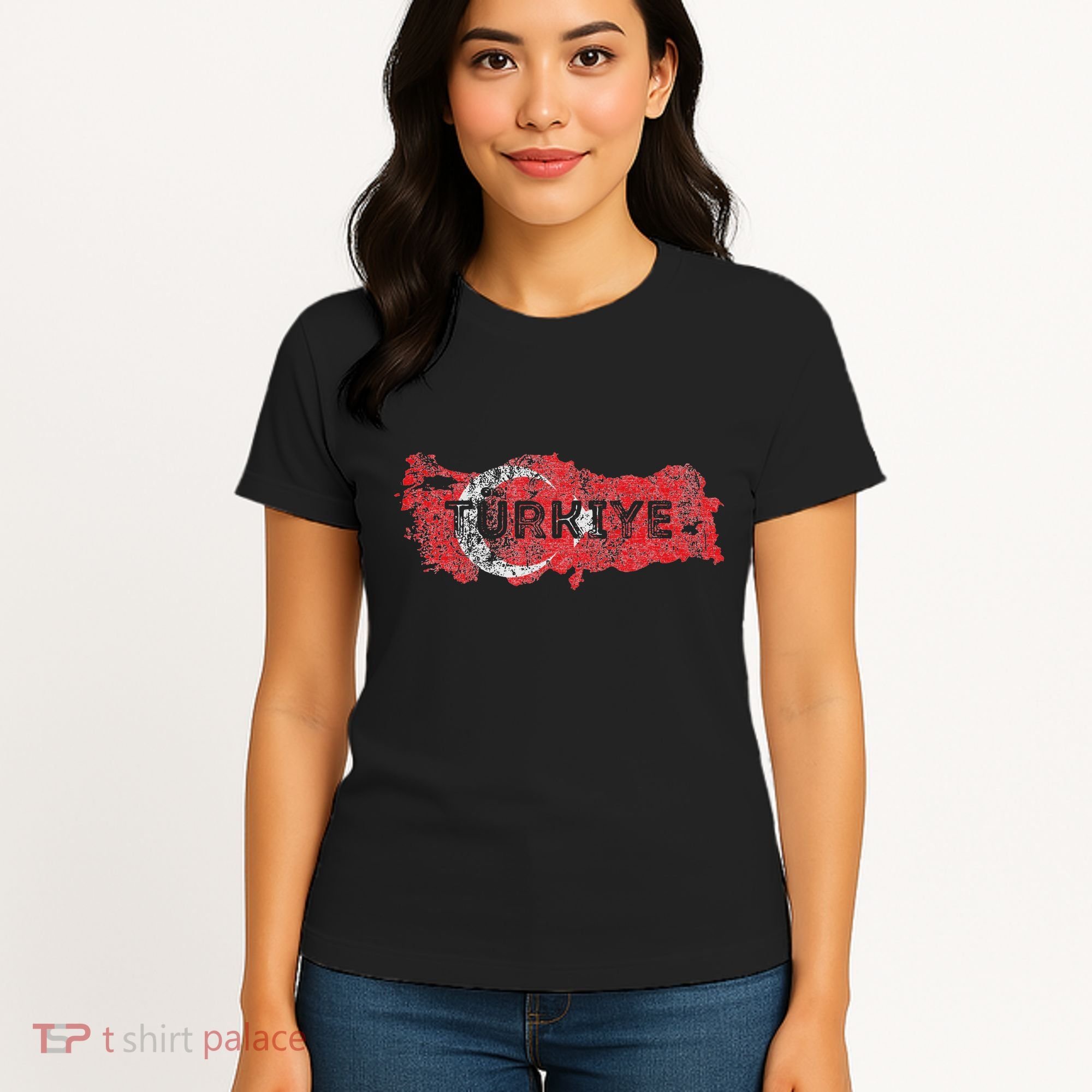 Turkish Map And Flag Souvenir Distressed Turkiye Women's T-Shirt