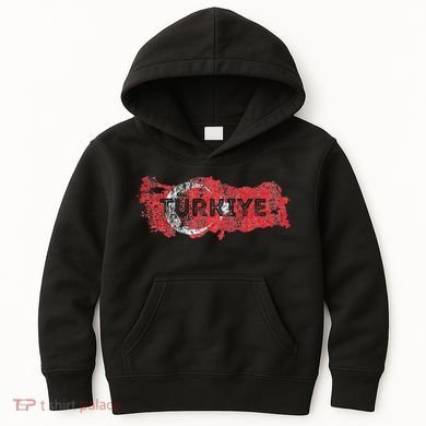 Turkish Map And Flag Souvenir Distressed Turkiye Kids Hoodie