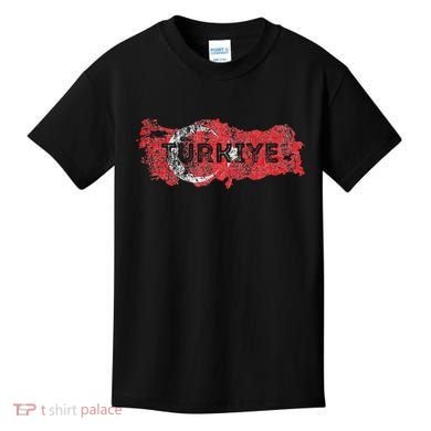 Turkish Map And Flag Souvenir Distressed Turkiye Kids T-Shirt