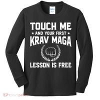 Touch Me And Your First Krav Maga Lesson Is Free Kids Long Sleeve Shirt thumb 0