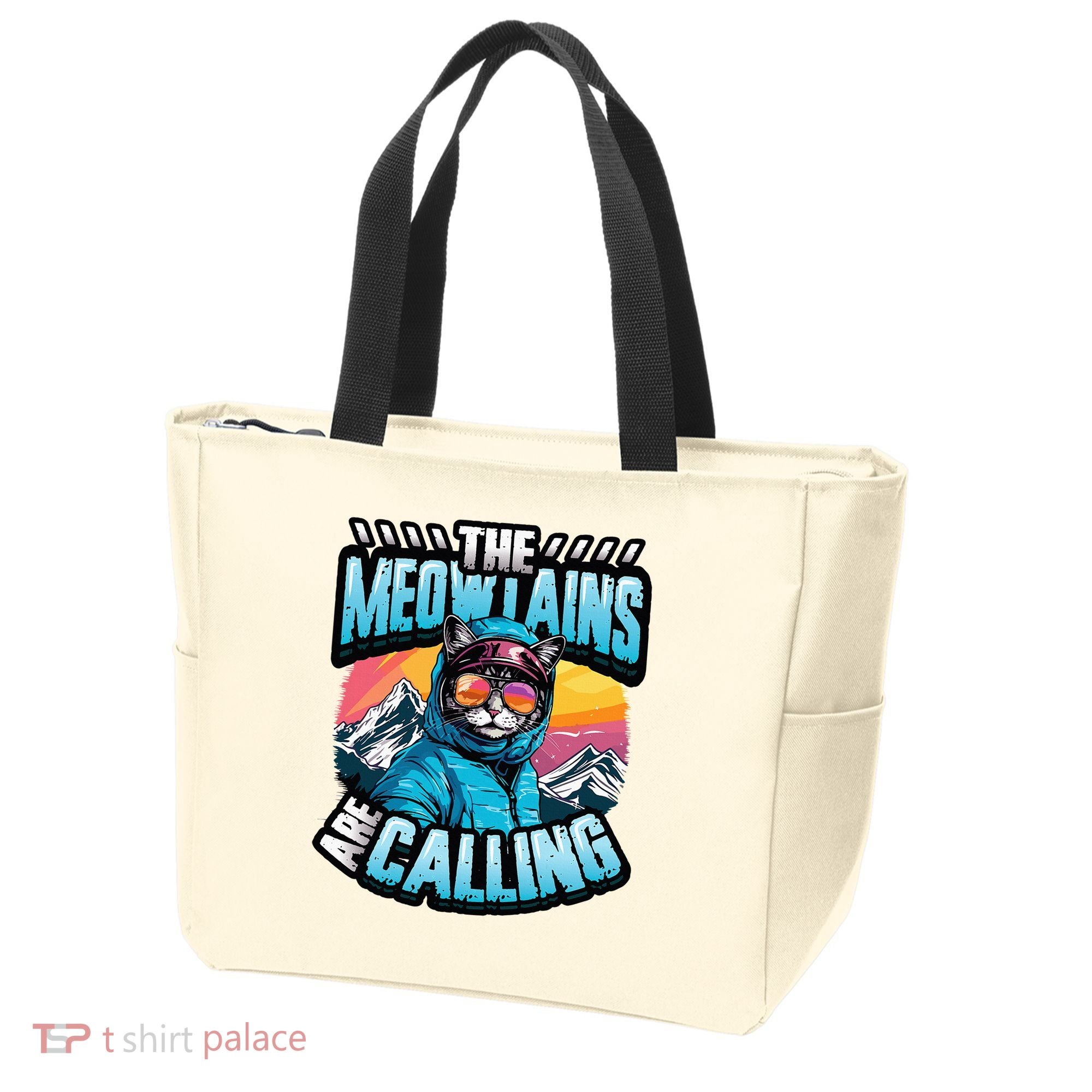 The Meowtains Are Calling Snowboard Cat Skiing Tote Bag