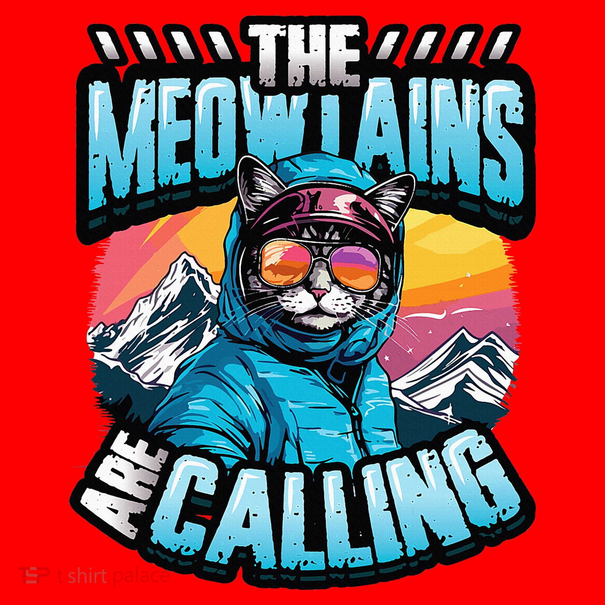 The Meowtains Are Calling Snowboard Cat Skiing Santa Hat