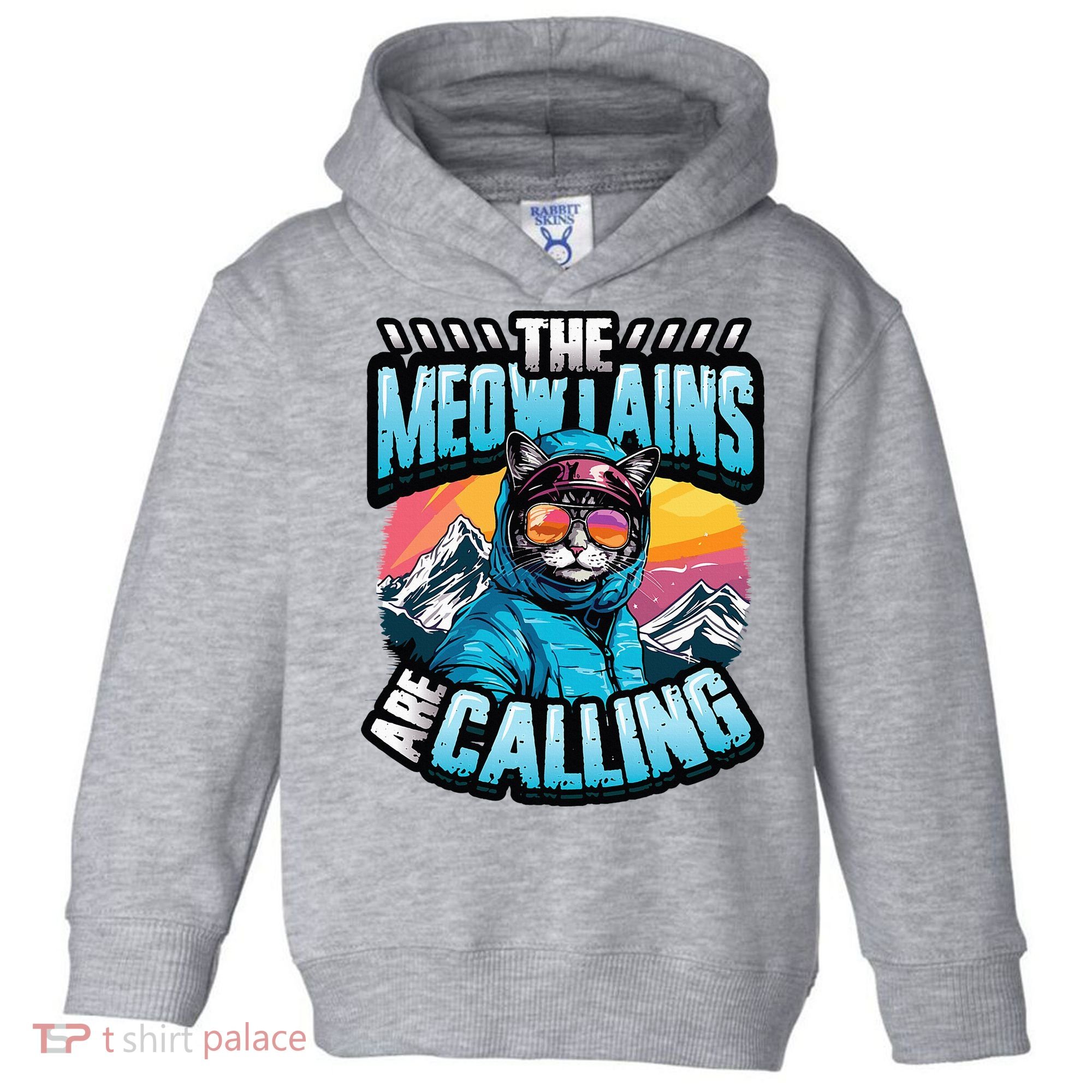 The Meowtains Are Calling Snowboard Cat Skiing Toddler Hoodie