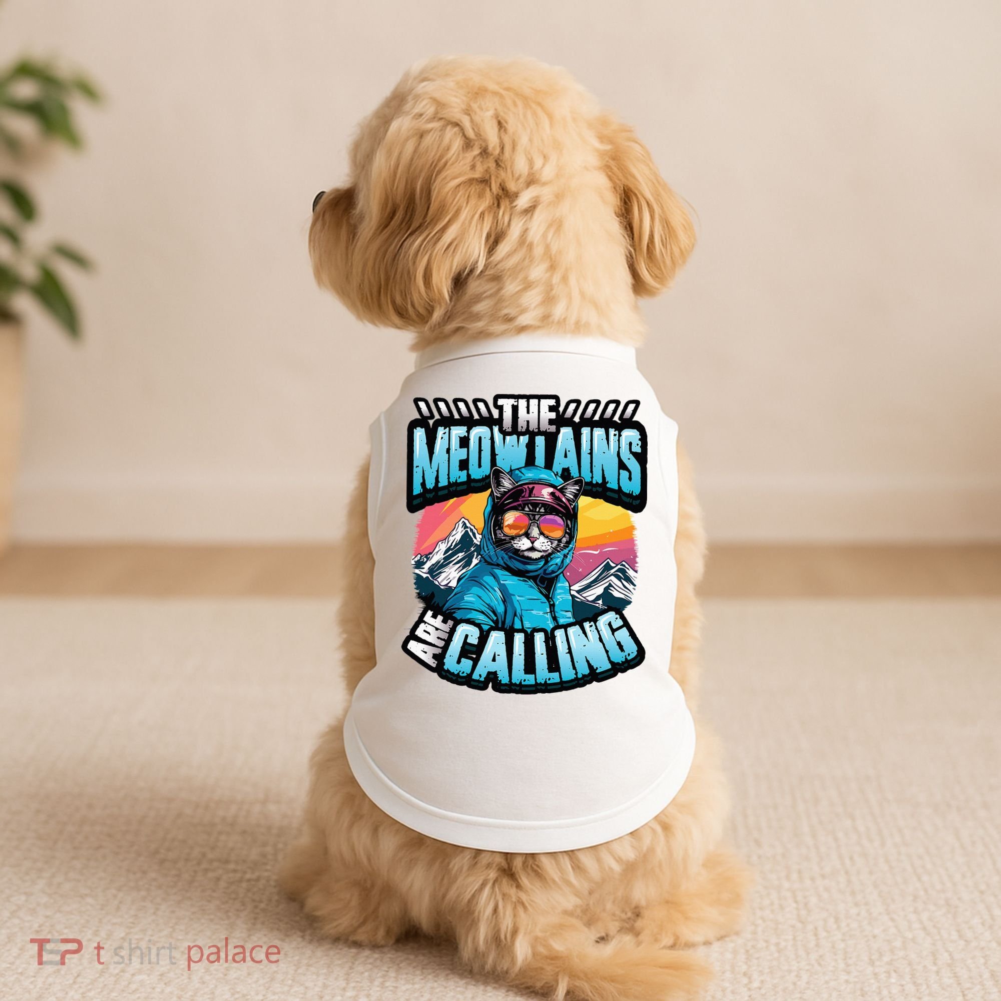 The Meowtains Are Calling Snowboard Cat Skiing Doggie Tank