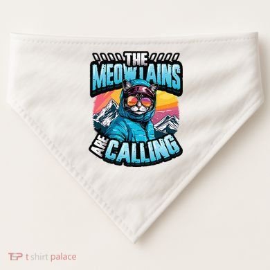 The Meowtains Are Calling Snowboard Cat Skiing USA-Made Doggie Bandana