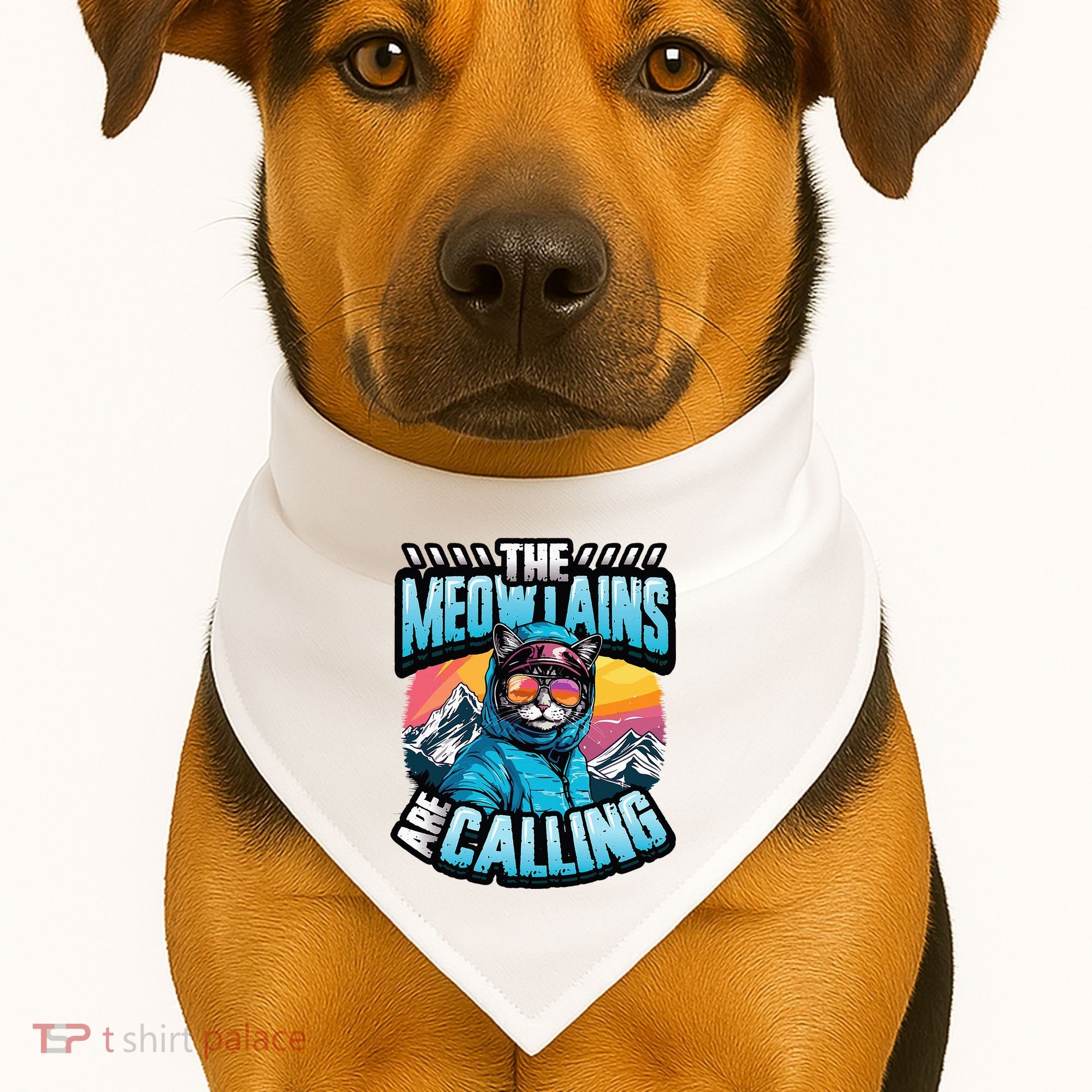 The Meowtains Are Calling Snowboard Cat Skiing USA-Made Doggie Bandana