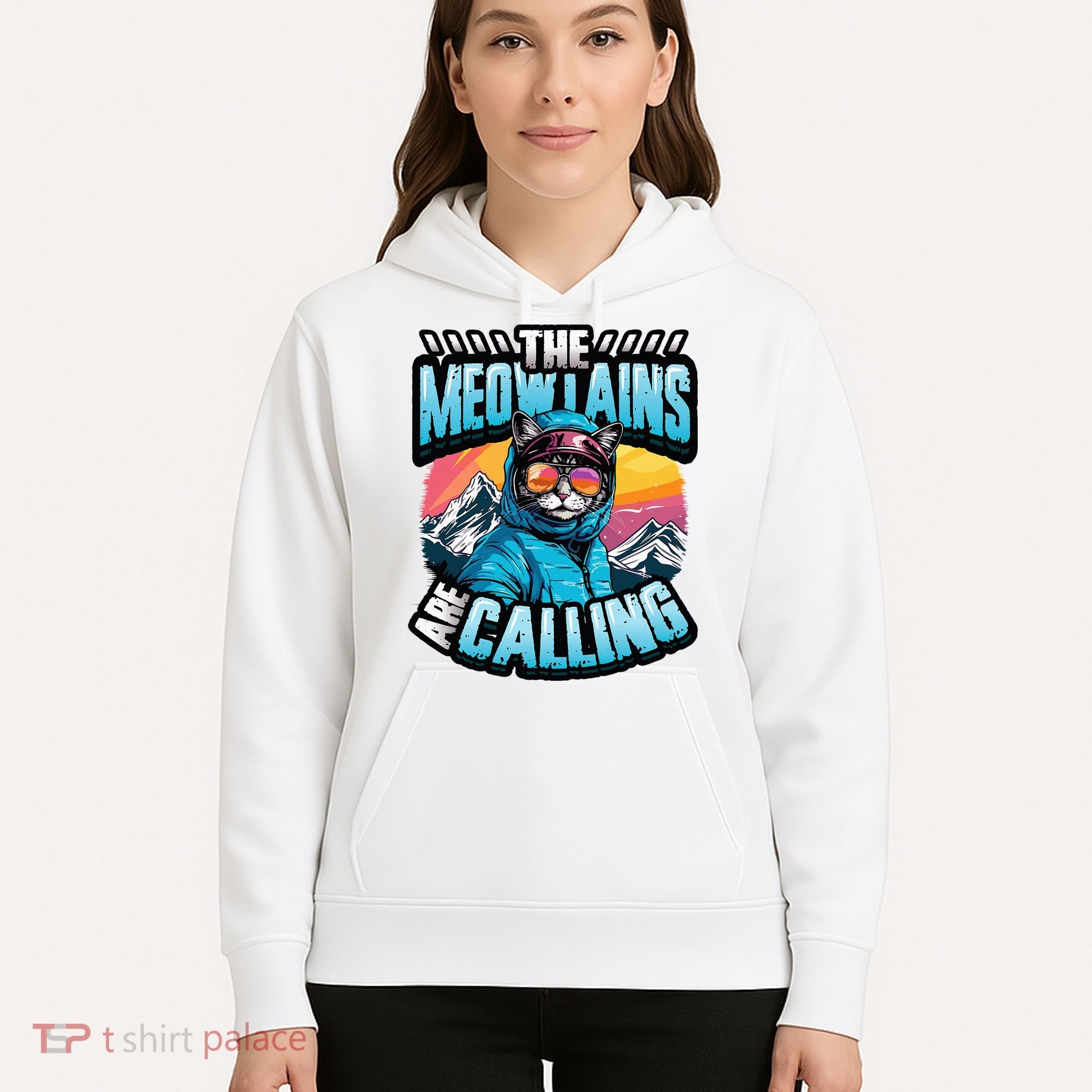 The Meowtains Are Calling Snowboard Cat Skiing Hoodie